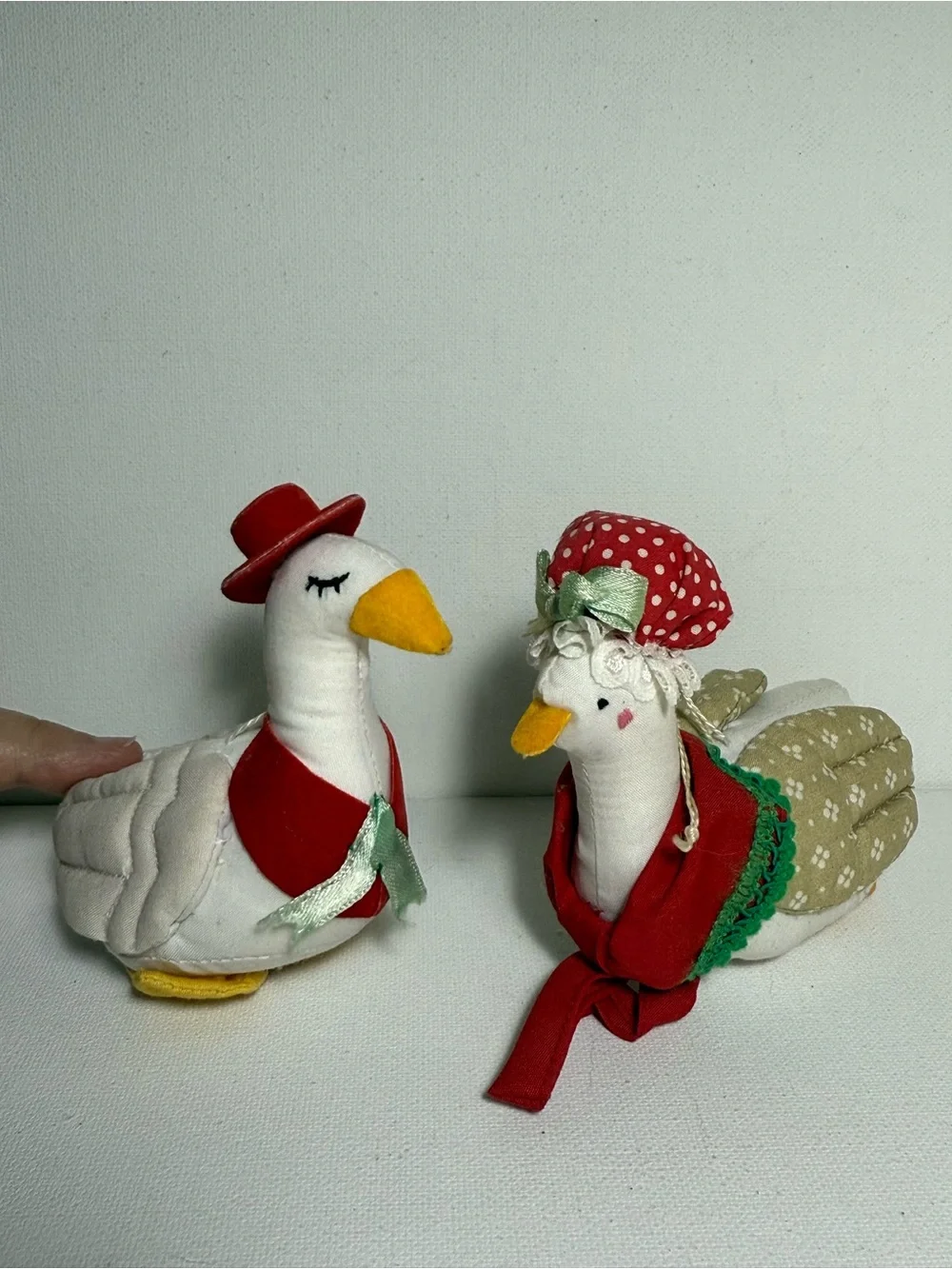 Vintage Mother and Father Goose Christmas Ornaments 80s